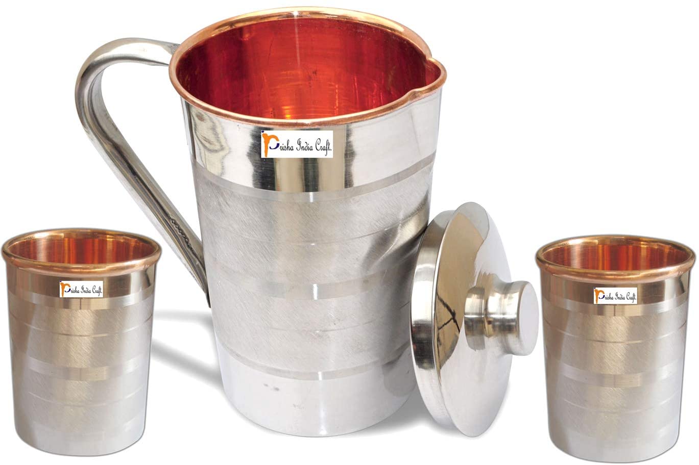 Steel Copper Jug Pitcher Drinkware Accessory for Ayurvedic Healing Luxury 