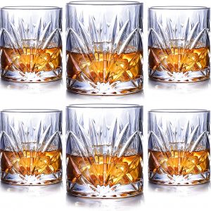 Cognac Irish Whisky 10 oz Twist Scotch Glasses for Drinking Bourbon Glassware Gift Set Kingrol 6 Pack Crystal Whiskey Glasses 