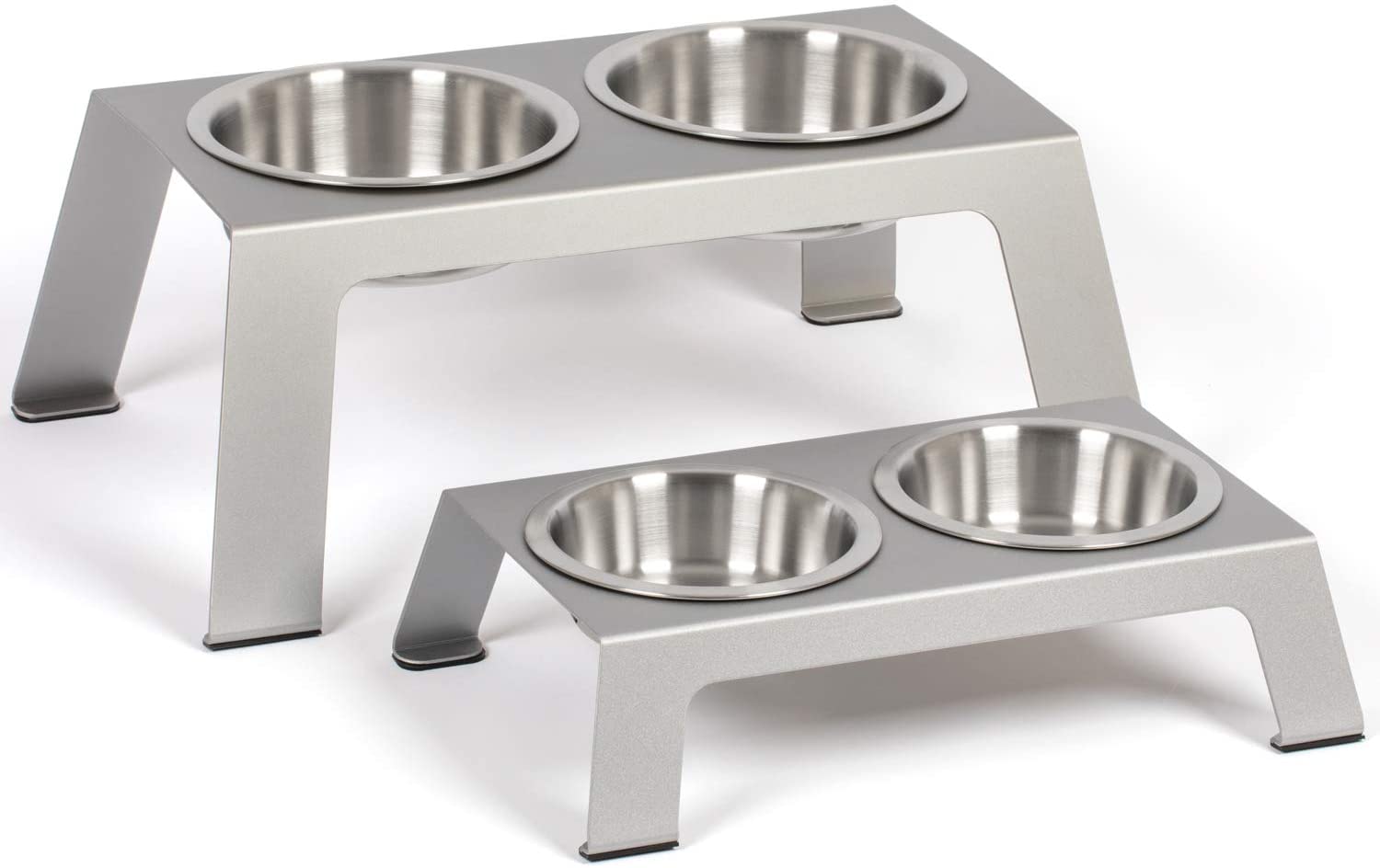 Dog Bowl Double Dog Cat Bowl Premium Stainless Steel Water and Food Raised  Bowls, Pet Feeder Bowls Set with Non-Slip Resin Station for Small Medium