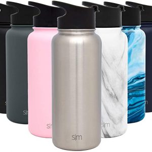 Simple Modern Water Bottle,Narrow Mouth Straw Lid Metal Thermos Vacuum  Insulated,Proof BPA-Free Flask, Ascent Collection