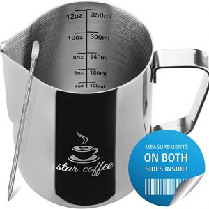 Milk Frothing Pitcher, X-Chef Milk Frother Cup, 20 oz, Metal Frothing Cup  Stainless Steel, Milk Steaming Pitcher Espresso Coffee Latte Frother Cup