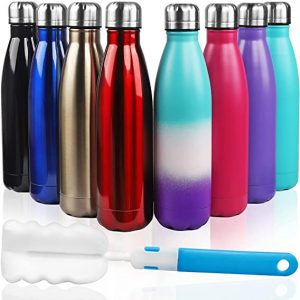 White and Gold Marble Water Bottles Insulated Thermos Kids Stainless Steel  Bottle with Straw Lid Flask Leakproof for Sports Gym 20 oz 