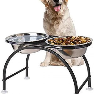 SUNGROW No Spill Stainless Steel Large Dog Water & Food Bowl with Non-Slip  Rubber Base, 64-oz 
