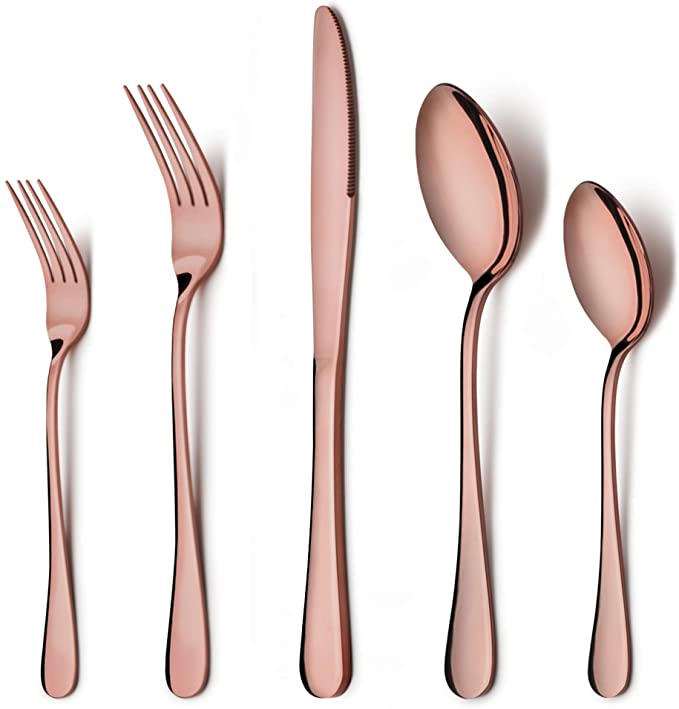 Mirror Finish Dishwasher Safe LIANYU Copper Serving Spoons Set of 6 9.8 Inch Stainless Steel Large Dinner Buffet Catering Banquet Serving Spoons 