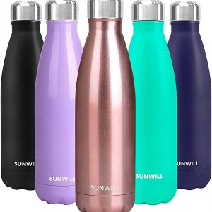 MIRA 2 Pack 17 Oz Cola Shaped Insulated Stainless Steel Water Bottle -  Double Walled Vacuum Insulated Thermos Flask - Metal Sports Bottle - Rose  Pink